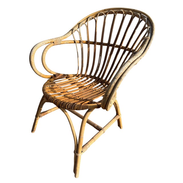 Rattan Armchairs, France, 1960s, Set of 4 For Sale - Image 9 of 14