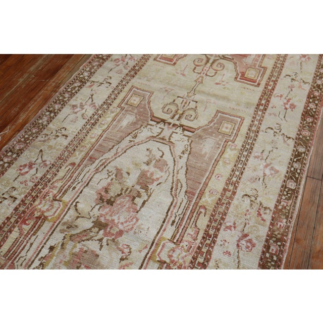 Muted Turkish Ghiordes Floral Wide Runner For Sale - Image 4 of 6