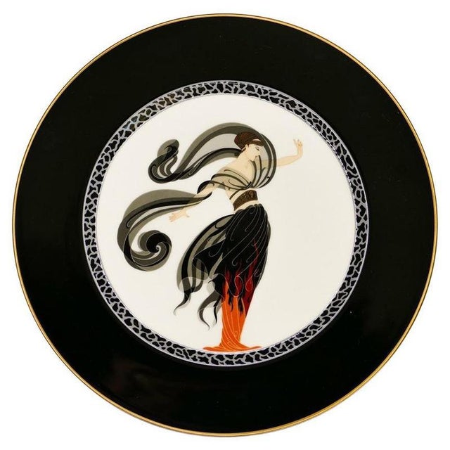 Flames D'Amour Porcelain Plate by Erté, Japan, 1985 For Sale - Image 4 of 4