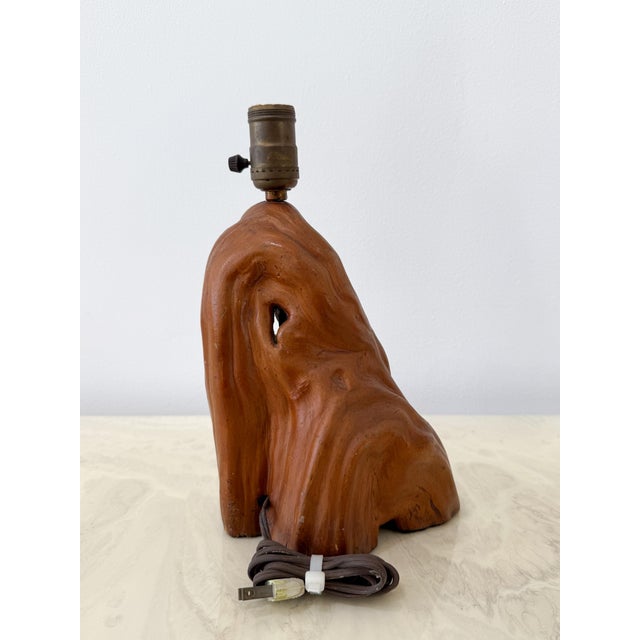 Mid 20th Century Vintage Boho Redwood Burl Lamp Base For Sale - Image 5 of 5