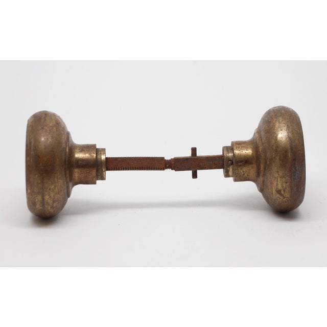 Traditional Concave Brass Concentric Door Knobs For Sale - Image 3 of 4