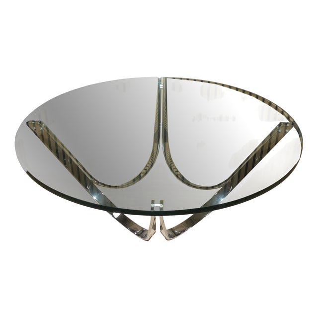 Coffee Table in Glass & Chrome by Werner Linder for Bacher, 1960s For Sale