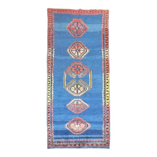 Vintage Cobalt Blue Turkish Anatolian Gallery Rug For Sale