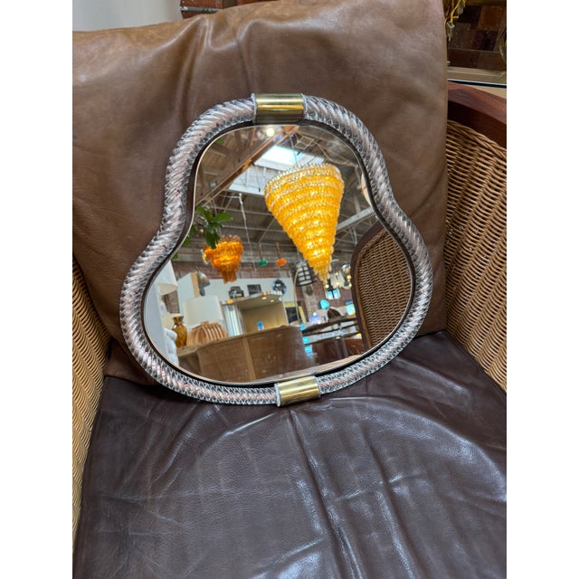 Glass Pear Murano Glass and Brass Wall Mirror For Sale - Image 7 of 7