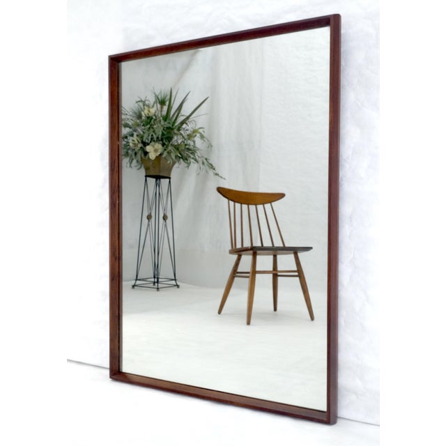 Mid Century Modern 2" Deep Profile Solid Walnut 32x43 Rectangle Wall Mirror MINT For Sale - Image 14 of 15