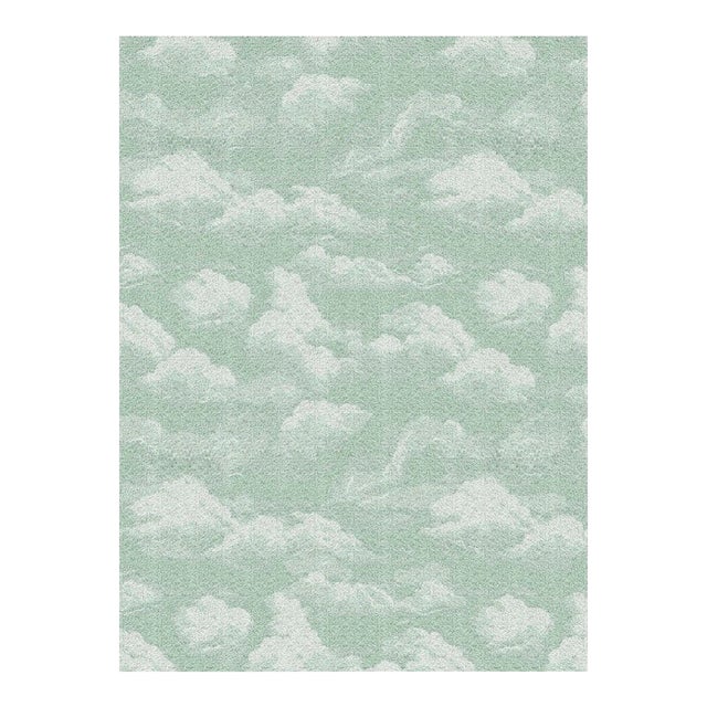 Cumulus Cloud Tibetan Hand-Knotted Wool Area Rug by Kevin Francis in Mint Green 9 x 12 For Sale