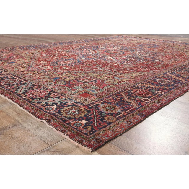 Textile Mid 20th Century Vintage Persian Heriz Rug, 09'01 X 11'11 For Sale - Image 7 of 10