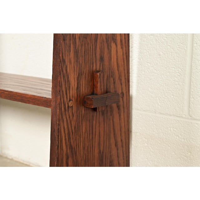 Wood Limbert Style Antique Mission Oak Arts & Crafts Cutout Book Trough or Magazine Stand, Circa 1910 For Sale - Image 7 of 12