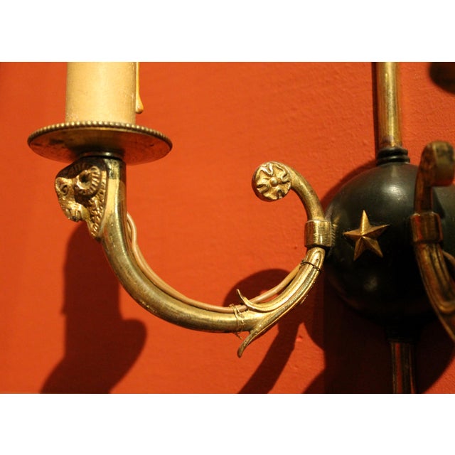 Gold Mid-Century Modern Wall Sconces Arrow and Rams Head Design in the style of Maison Bagues, 1950s, Set of 2 For Sale - Image 8 of 14