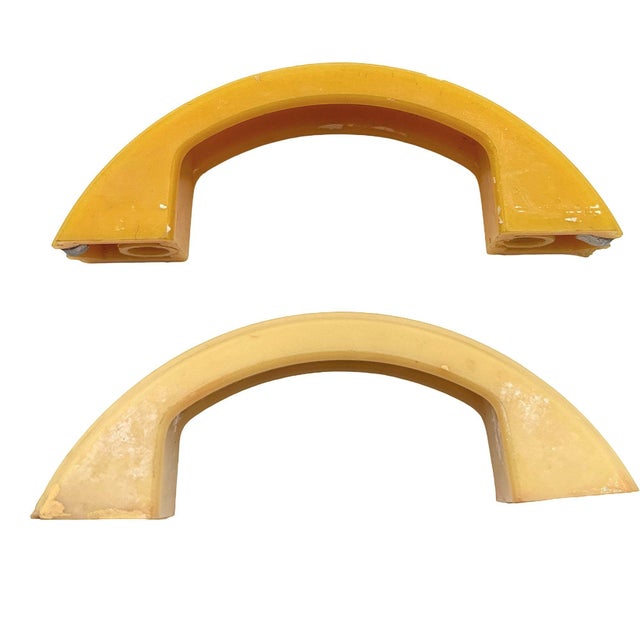 Art Deco Art Deco Bright Yellow Bakelite Drawer Pulls W/ Chrome Strip, Set of 6 For Sale - Image 3 of 14