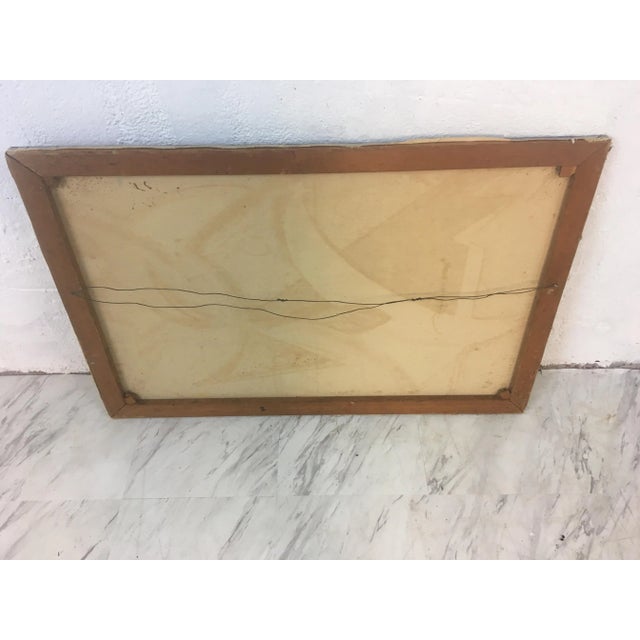 Wood Vintage Colorful Mid-Century Abstract Painting For Sale - Image 7 of 8