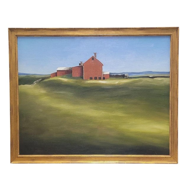 Fine Vintage Oil Painting of a Red Barn Signed For Sale - Image 10 of 10
