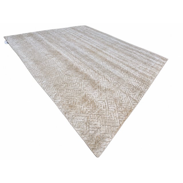 Rh Talsari Silk & Wool Rug – 12' × 15' Wheat | Hand-Knotted Silk & Wool | 100 Tibetan Knots Per Square Inch | Made in Nepal For Sale - Image 13 of 18