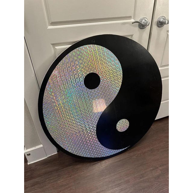 Wood Vintage Retro Xl Yin Yang Sign Vintage 90s For Sale - Image 7 of 8