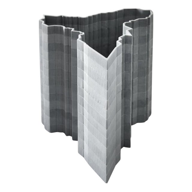 Stripes D5 Decorative Vase in Bardiglio Marble by Bufalini Marmi For Sale