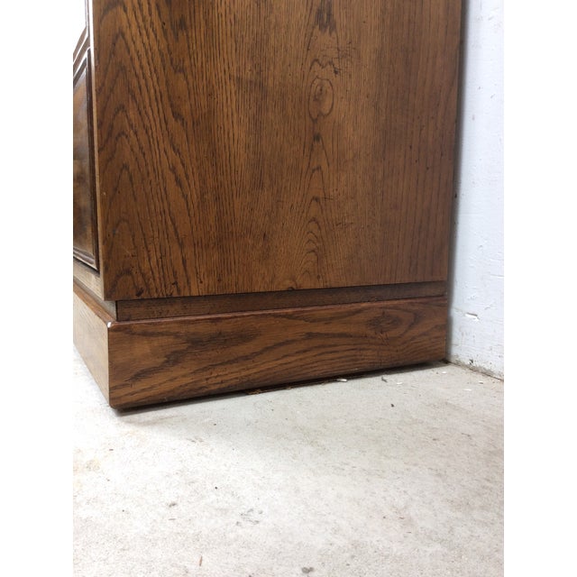 Vintage Oak Wall Unit With Brass Hardware by Thomasville For Sale - Image 12 of 18