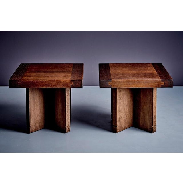 German Studio Oak Side Tables, 1960s, Set of 2 For Sale - Image 6 of 14