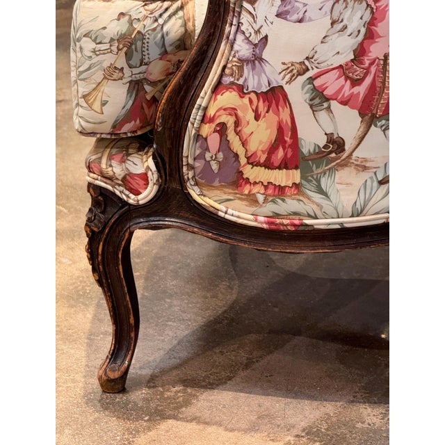 Vintage French Bergère With Carved Floral Crest For Sale - Image 9 of 12