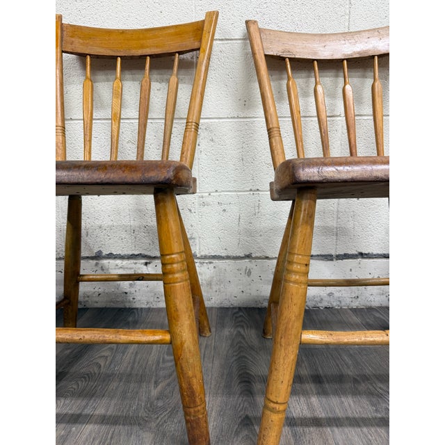 Antique Windsor Farmhouse Arrowback Plank Seat Dining Chairs For Sale - Image 4 of 11