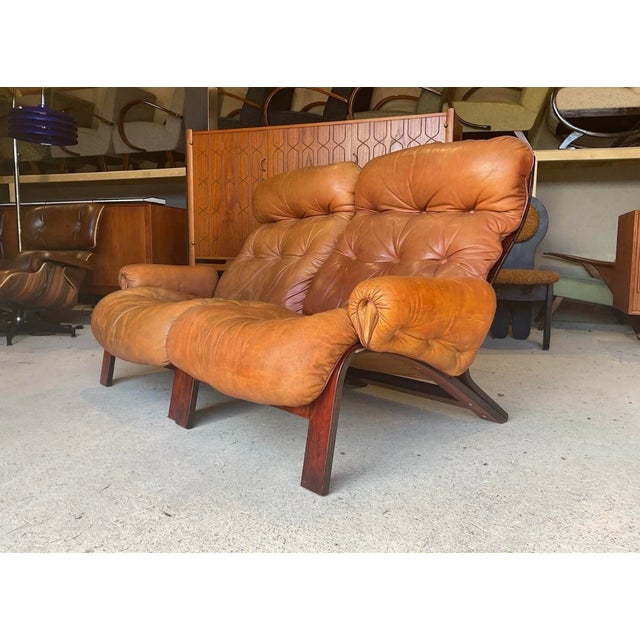 Mid-Century Modern Norwegian Tan Leather Two-Seater Sofa by Oddvin Rykken for Rybo Rykken & Co For Sale - Image 17 of 17