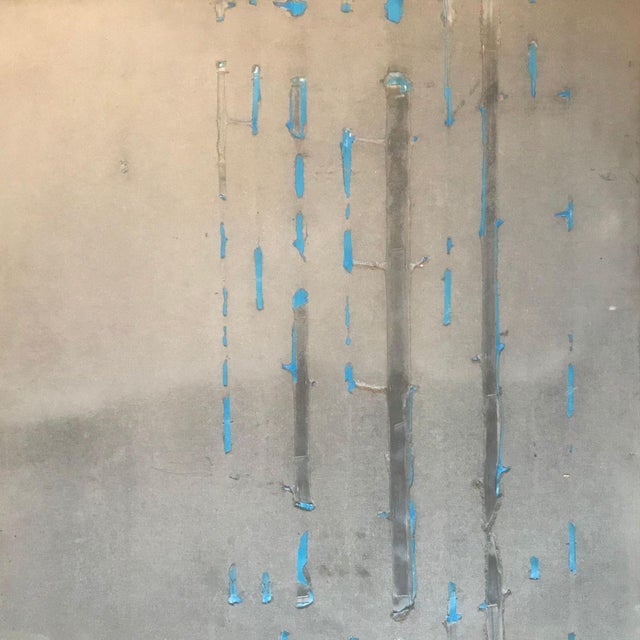 Francesco passaniti Concrete sculpture painting with blue resin inclusion Same previous work 58,5 x 58,5 x 1,5 cms Circa...