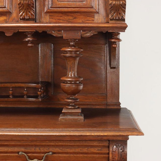Wood Antique Neo-Renaissance Style Cupboard in Oak, France, 19th Century For Sale - Image 7 of 13