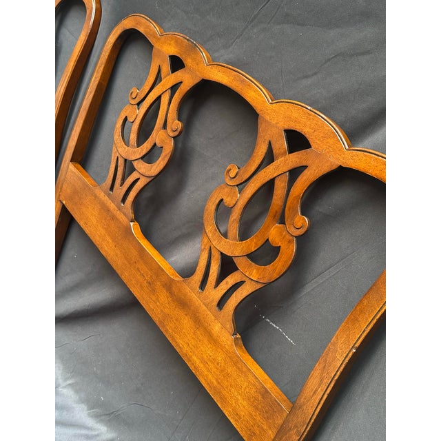 Henredon Late 20th Century Pair of Henredon Chippendale-Style Mahogany Twin Headboards For Sale - Image 4 of 12