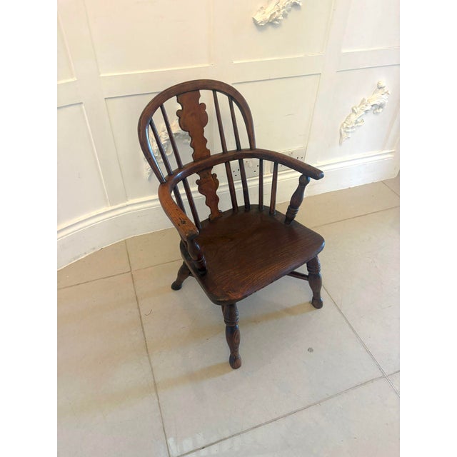 Antique Georgian Elm Children's Windsor Armchair, 1800 For Sale - Image 9 of 13