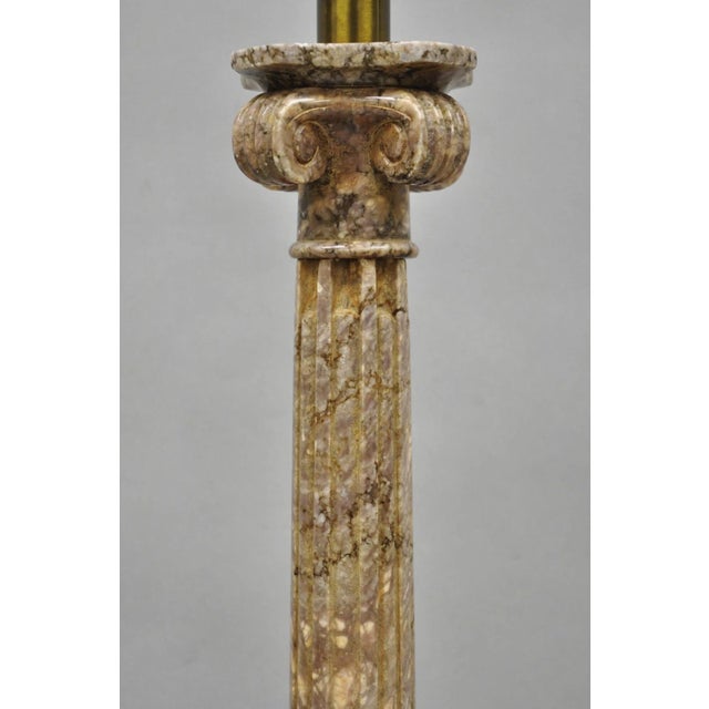Vintage Italian Classical Carved Marble Corinthian Column Table Lamp For Sale - Image 4 of 13
