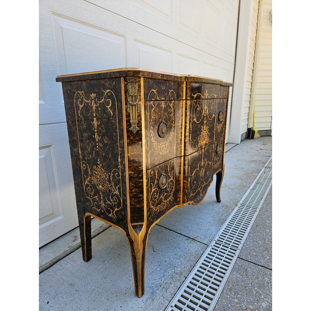 Wood Widdicomb Black Lacquered and Gilt Venetian Chest Commode For Sale - Image 7 of 18