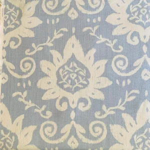 Designer Thibaut Cream & Periwinkle Blue Bridgewater Damask F9158- Fabric Sample