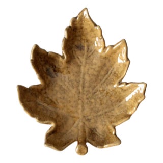 Vintage Studio Pottery Leaf Plate For Sale