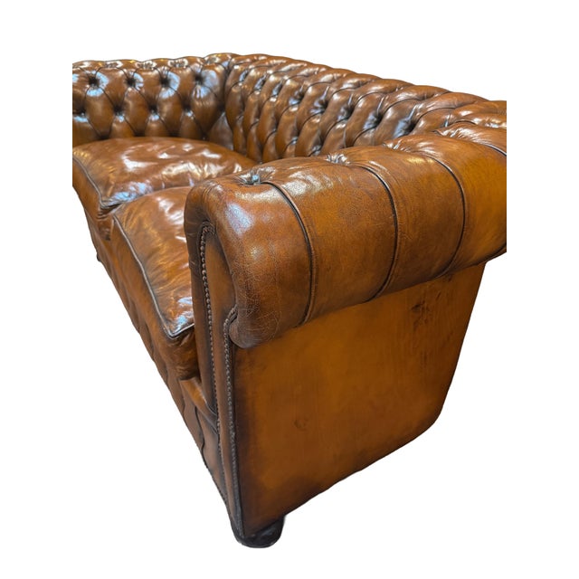 English Chesterfield Sofa of Tufted Leather For Sale - Image 11 of 16