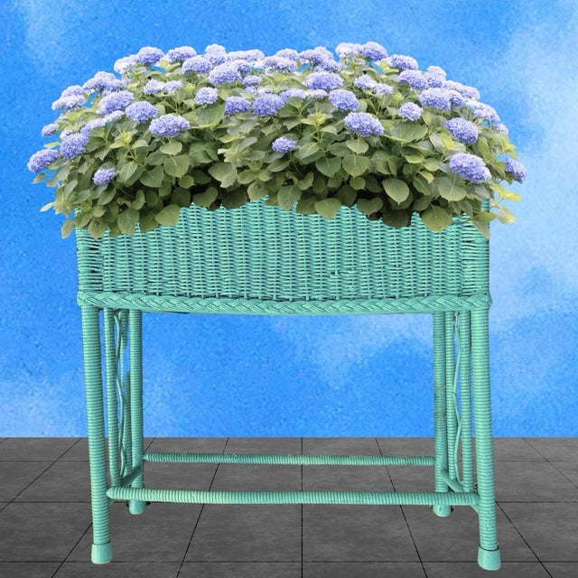 French 1930s Attributed to Heywood Wakefield Wicker Planter Box For Sale - Image 3 of 10