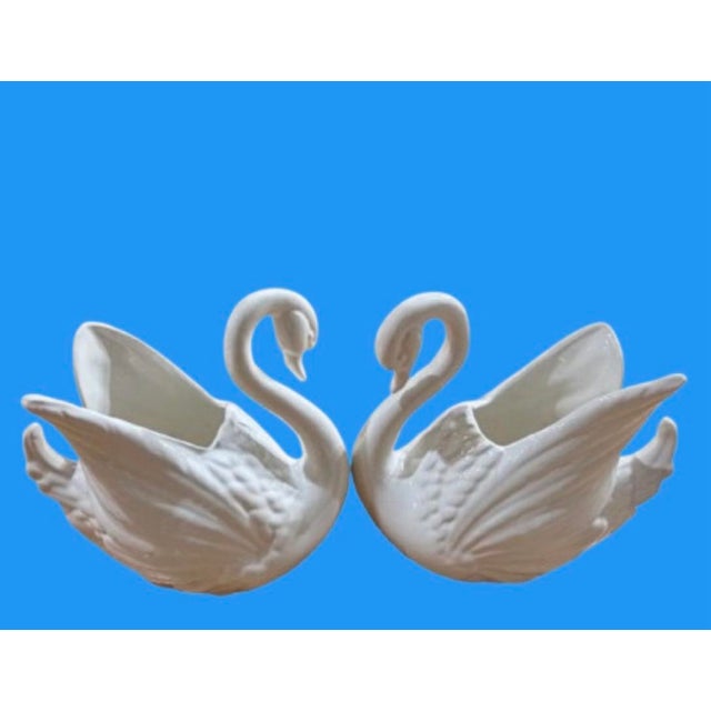 Vintage Ceramic Swan Centerpiece/Cachepot - A Pair For Sale In Miami - Image 6 of 11
