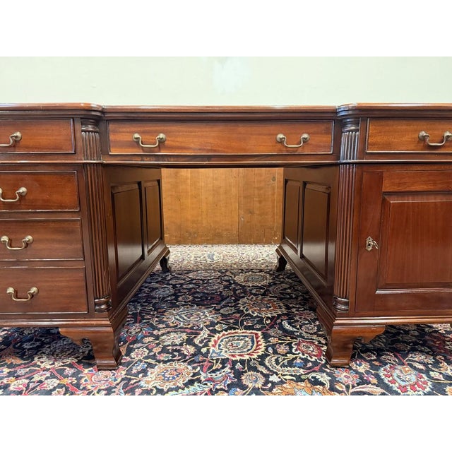 English Desk with Green Leather For Sale - Image 10 of 18