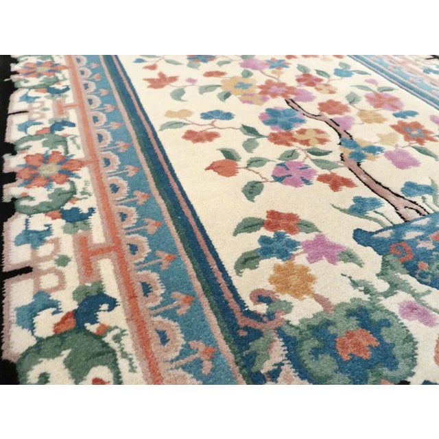 Galerie Shabab Collection Mid-20th Century Handmade Chinese Art Deco Throw Rug For Sale - Image 4 of 9