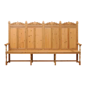 Mid 20th Century English Carved Wood High Back Bench