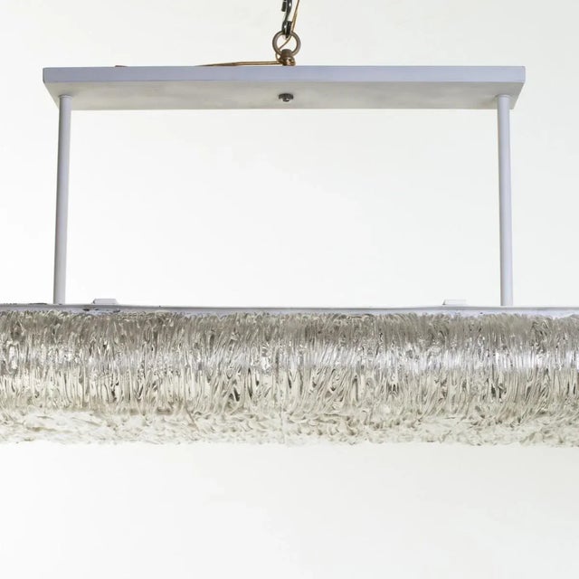 1950s Large Italian Textured Glass Chandelier For Sale - Image 5 of 13
