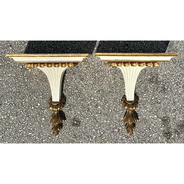 Hollywood Regency Vintage Italian Gilt Tipped Brackets - A Pair For Sale - Image 3 of 12