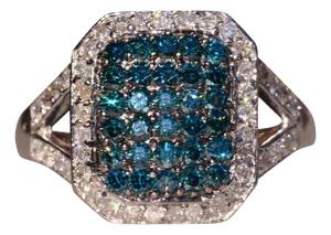 The 152nd Street: Blue and White Diamond Ring in White Gold