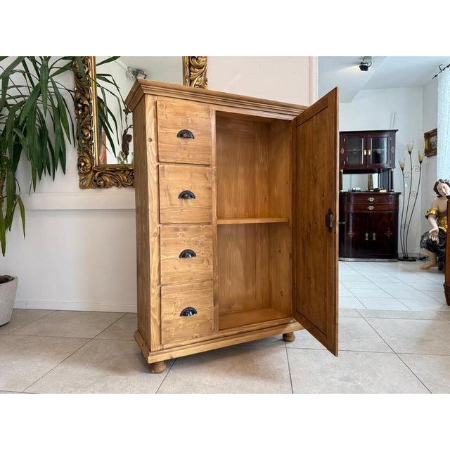 Tan Rustic Farmhouse Bread Cupboard For Sale - Image 8 of 11