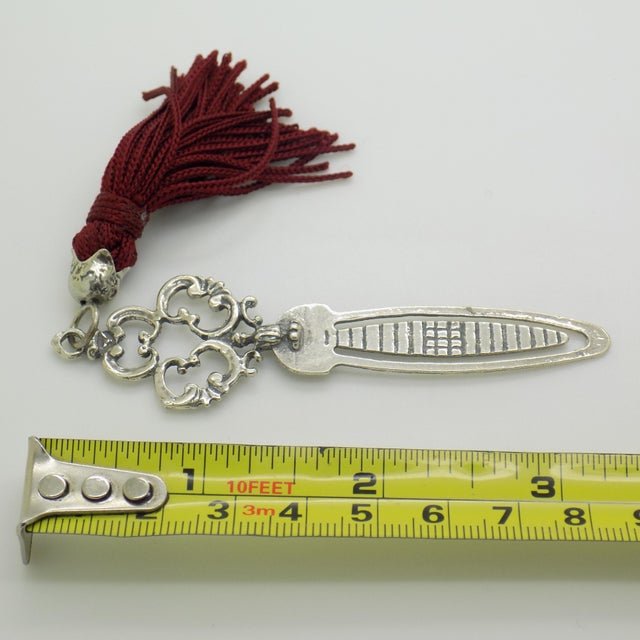 Vintage Italian Silver 800 Bookmark with Red Tassel by Nicchi, Arezzo, 1980s For Sale - Image 11 of 12