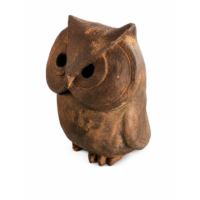 Mid-Century Modern 1960s Mid-Century Japanese Cast-Iron Owl Incense Burner/Oil Lamp With Removable Head For Sale - Image 3 of 5