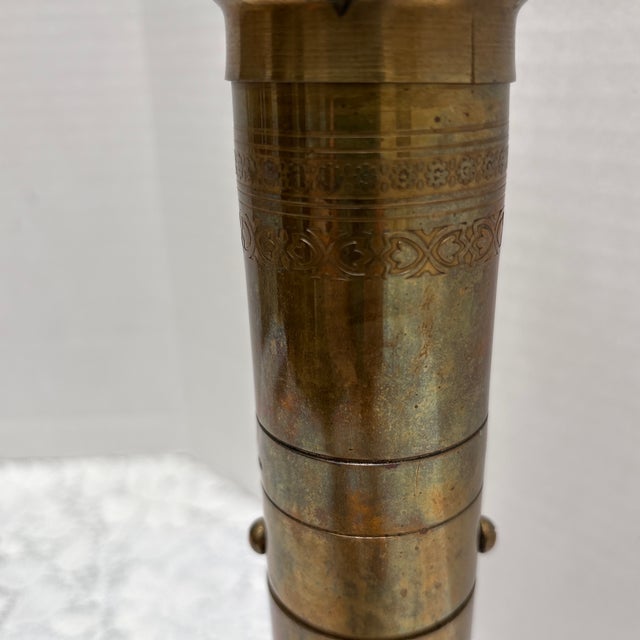 Vintage Aged Tall Brass Spice or Pepper Mill Grinder For Sale - Image 4 of 9