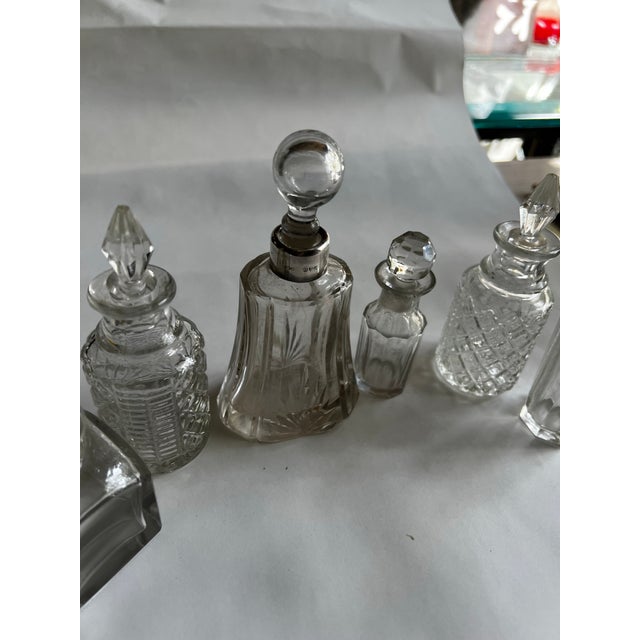 1970s Vintage Collection of Miniature Glass Perfume Bottles With Silver Accents- Set of 6 For Sale - Image 5 of 11