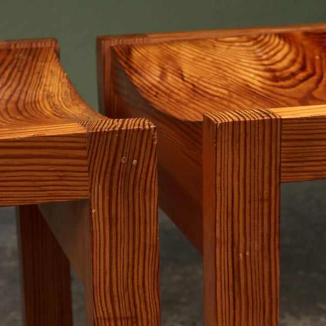 Pine Stools with Curved Seats, France, Set of 2 For Sale - Image 10 of 12