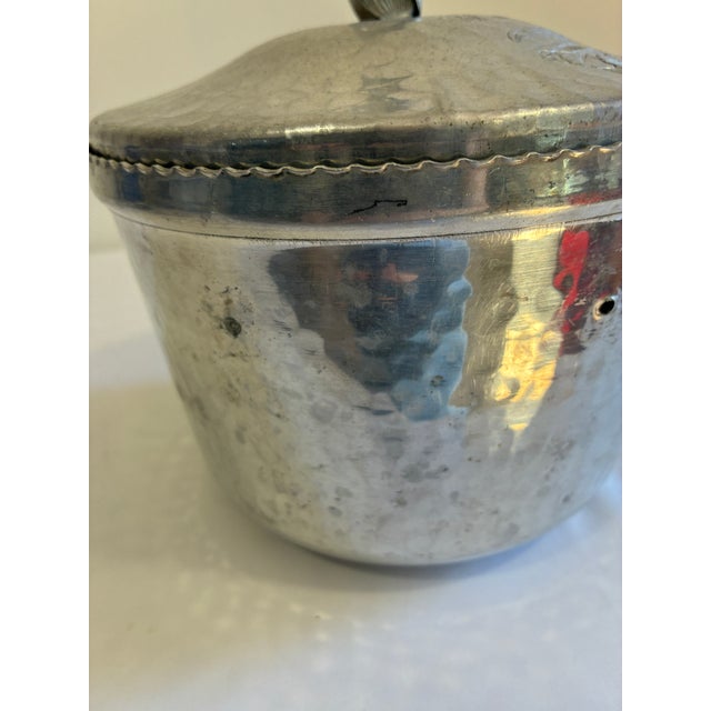 Mid 20th Century Vintage Hammered Aluminum Lidded Ice Bucket With Floral Details For Sale - Image 5 of 9