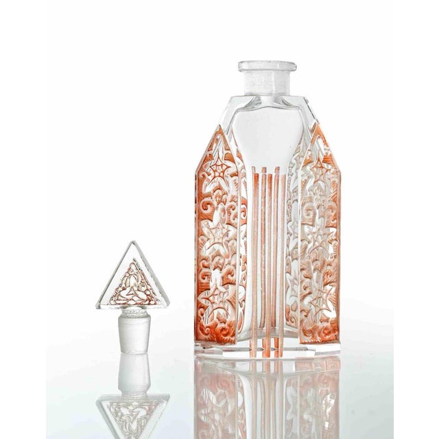 Art Deco Clear Glass Bottle with Red Inlays by Karl Palda, 1930s For Sale - Image 4 of 6