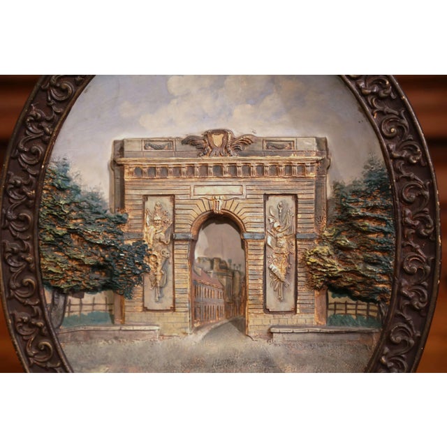 Ceramic Early 20th Century French Hand-Painted Oval Decorative Wall Platters - a Pair For Sale - Image 7 of 11